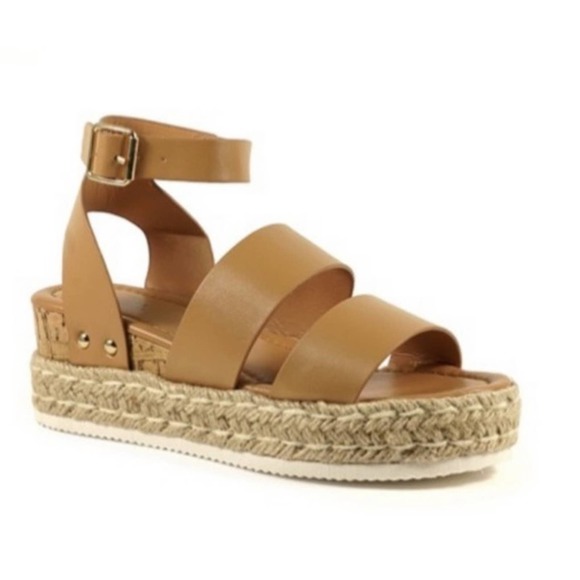 Shoes - Platform Espadrilles Women’s Sandals (Tan) - Size 9